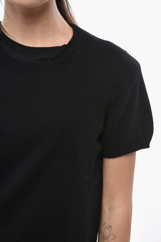 Maglia Girocollo a Maniche Corte in Cashmere