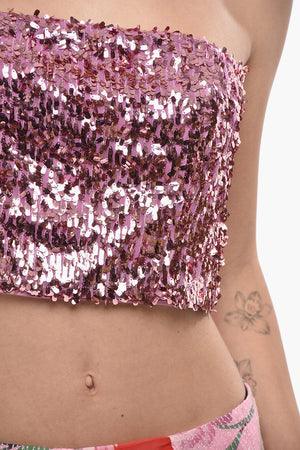 Cropped Bandeau-Top mit Pailletten