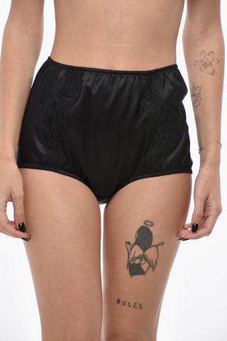 Silk Satin Culotte with Lace Inserts