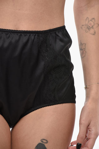 Silk Satin Culotte with Lace Inserts