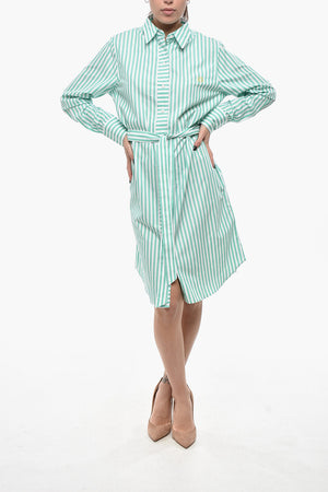 Awning-Striped Shirt Dress AMOUR with Belt