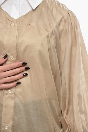 Mixed Cotton Shirt BIRO With Balloon Sleeves