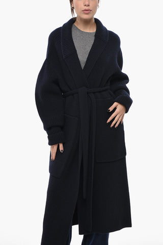 Long Cashmere-Blend Cardigan with Belt