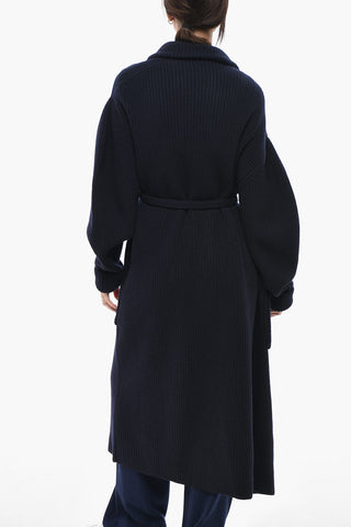Long Cashmere-Blend Cardigan with Belt