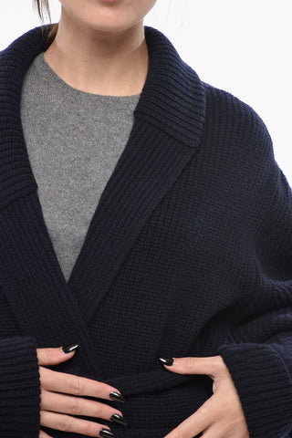 Long Cashmere-Blend Cardigan with Belt