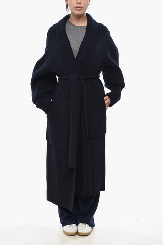 Long Cashmere-Blend Cardigan with Belt