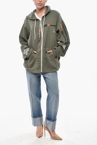 Brushed Cotton Hoodie with Flocked Print