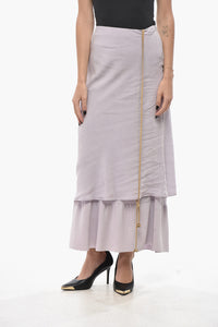 Double-Fabric Skirt with Lace-up Detail