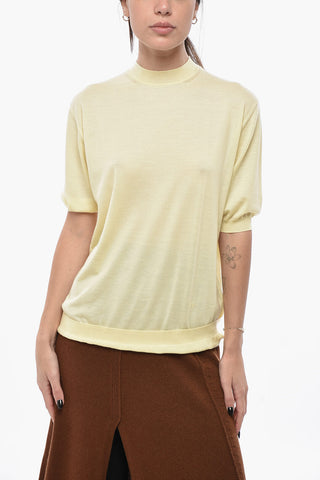 Maglia Girocollo a Maniche Corte in Cashmere