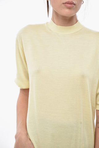 Maglia Girocollo a Maniche Corte in Cashmere