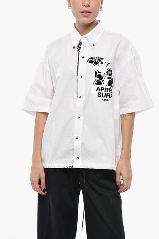 Cotton-Blend Blouse with Paisley Details and Drawstring