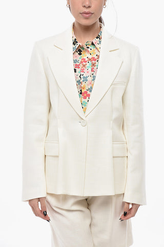 Single-Breasted Wool-Blend Blazer with Flap Pockets