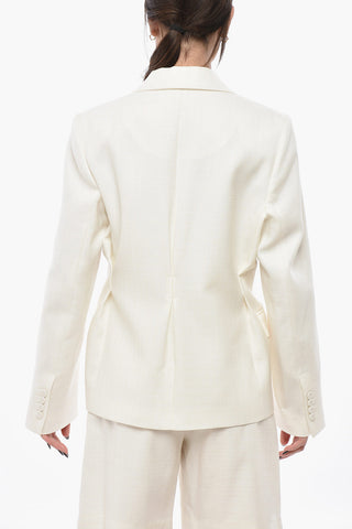 Single-Breasted Wool-Blend Blazer with Flap Pockets