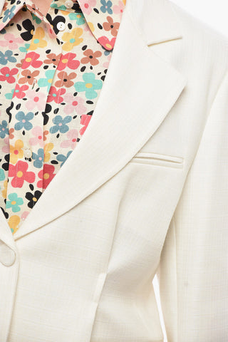 Single-Breasted Wool-Blend Blazer with Flap Pockets