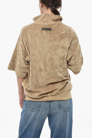 Chenille Half-Zip Short-Sleeve Sweatshirt