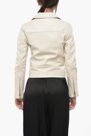 Chiodo in Pelle con Tasche a Zip