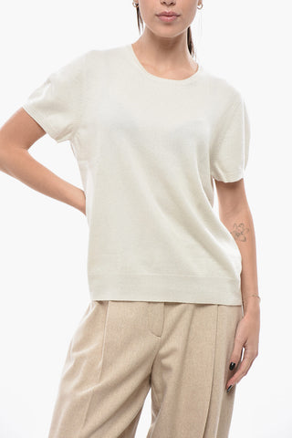 Cashmere Short-Sleeve Crewneck Sweater