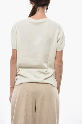Cashmere Short-Sleeve Crewneck Sweater