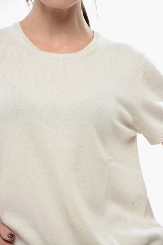 Cashmere Short-Sleeve Crewneck Sweater