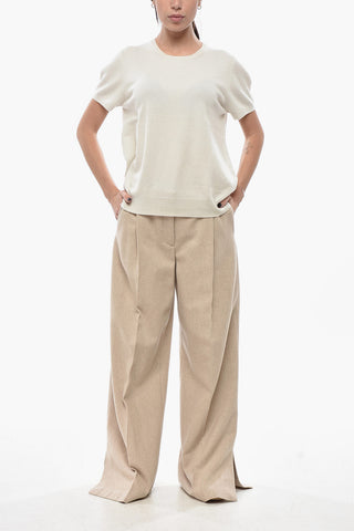 Cashmere Short-Sleeve Crewneck Sweater