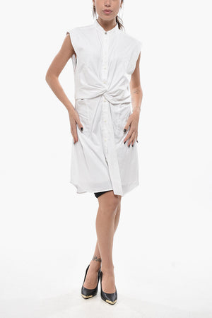 Chemisier Smanicato in Cotone con Nodo Frontale