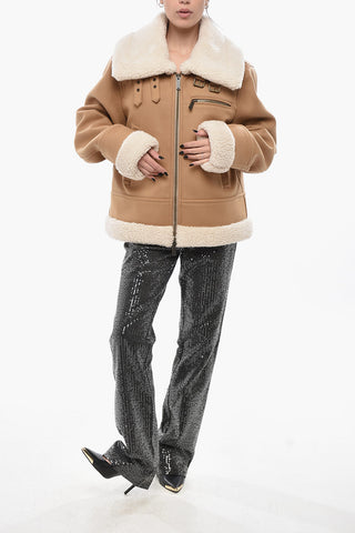 Giubbotto in Eco-Shearling con Zip Frontale