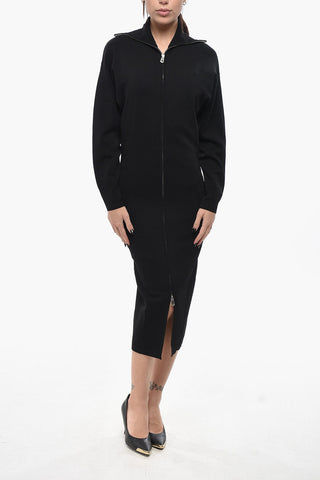 Knit Sheath Dress with Front Full-Zip