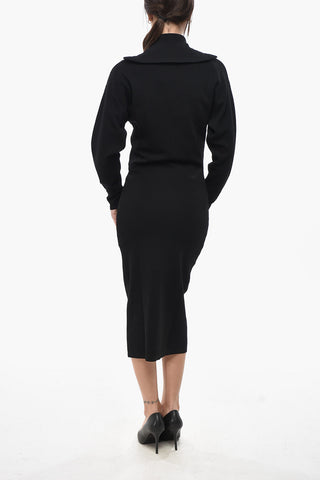 Knit Sheath Dress with Front Full-Zip