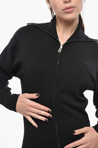 Knit Sheath Dress with Front Full-Zip