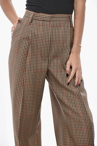 Checked Wool Palazzo Trousers