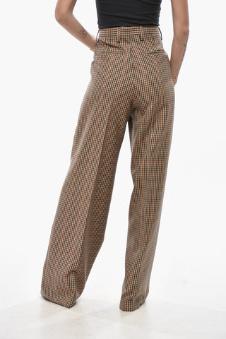 Checked Wool Palazzo Trousers