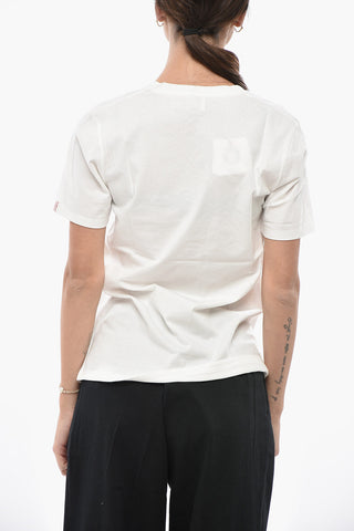 T-Shirt aus Baumwollmischung mit V-Ausschnitt und bedrucktem Logo