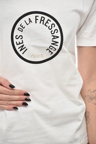 T-Shirt aus Baumwollmischung mit V-Ausschnitt und bedrucktem Logo