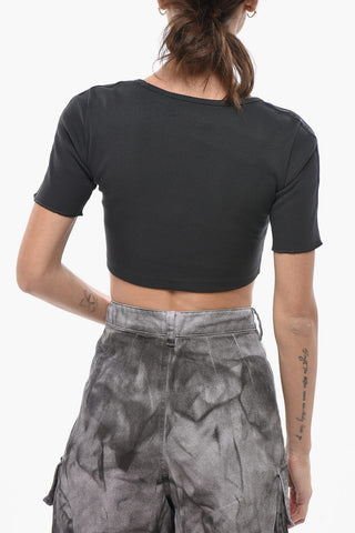 골지 크롭 탑 사이드 밴드