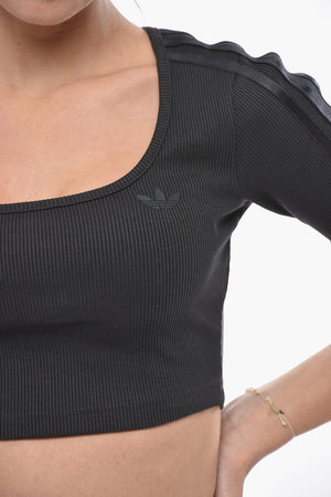 Ripp-Crop-Top mit Seitestreifen