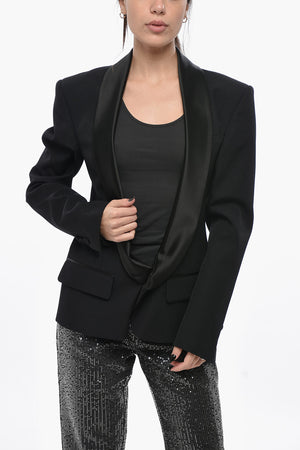 Virgin Wool Blazer with Satin Shawl Lapel