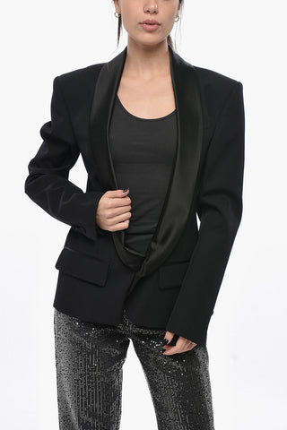 Virgin Wool Blazer with Satin Shawl Lapel