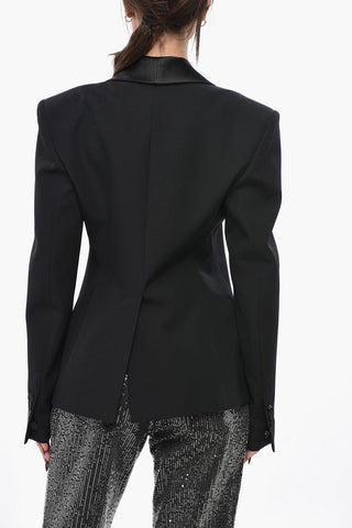 Virgin Wool Blazer with Satin Shawl Lapel