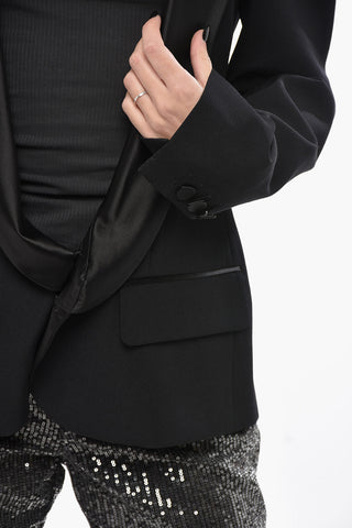 Virgin Wool Blazer with Satin Shawl Lapel