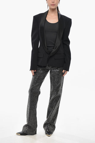 Virgin Wool Blazer with Satin Shawl Lapel