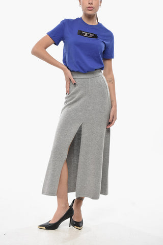 Midirock aus Strick mit Frontschlitz