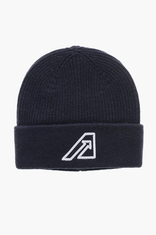 Wool-Blend Beanie with Embroidered Logo