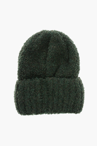 Mixed Wool Beanie Hat with Embroidered Logo