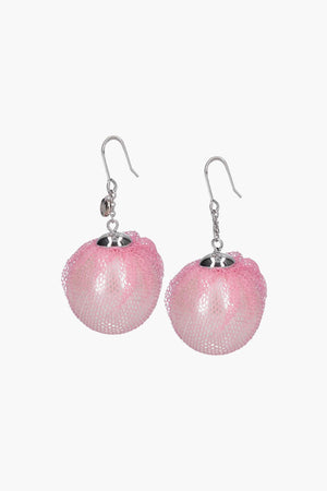 Resin Pearl Earrings with Tulle Detail