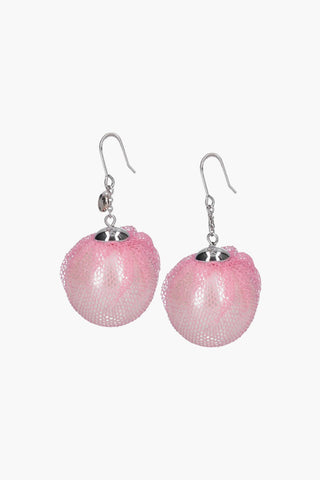 Resin Pearl Earrings with Tulle Detail