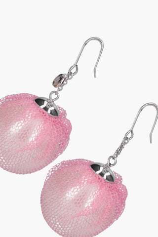 Resin Pearl Earrings with Tulle Detail