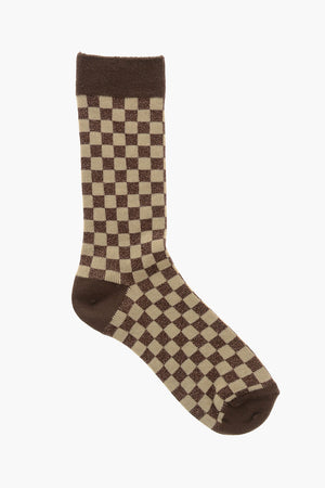 Cotton Socks with Lurex Checkerboard Pattern