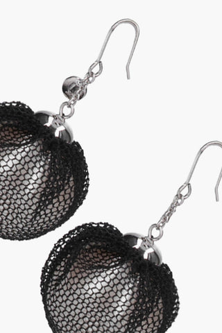 Resin Pearl Earrings with Tulle Detail