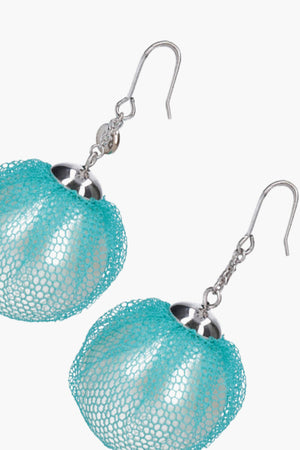 Resin Pearl Earrings with Tulle Detail