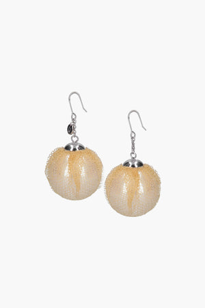 Resin Pearl Earrings with Tulle Detail